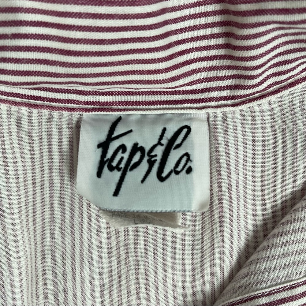 Tap & Co women's striped cotton button up long sleeve shirt, size L - Picture 3 of 10